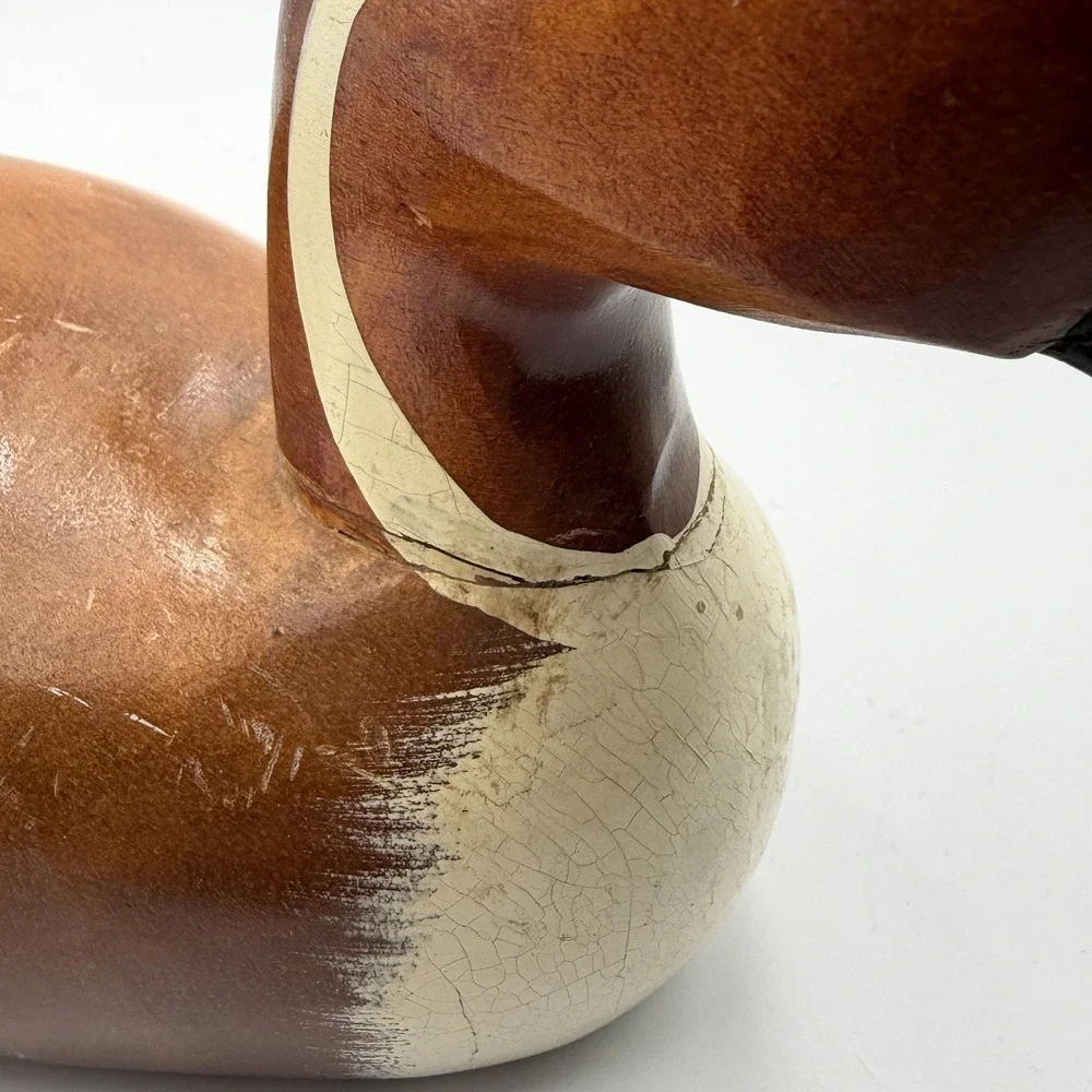 Wooden Hand Painted Decoy Duck Vintage Decor Mid Century Pintail